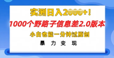 2025抖音1000个野路子信息差最新玩法,一分钟过原创,暴力变现月入几k-瑞东轻创终点站