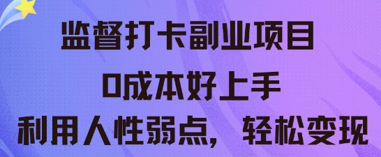 监督打卡副业新玩法,0成本好上手,利用人性的弱点轻松变现-瑞东轻创终点站
