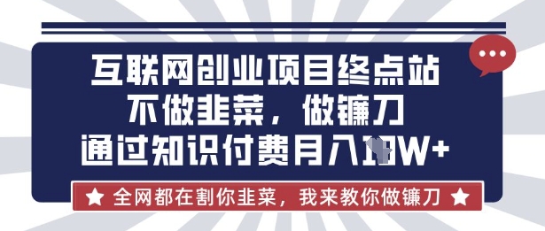 互联网创业尽头-不做韭菜,做镰刀,通过知识付费月入10个【揭秘】-瑞东轻创终点站