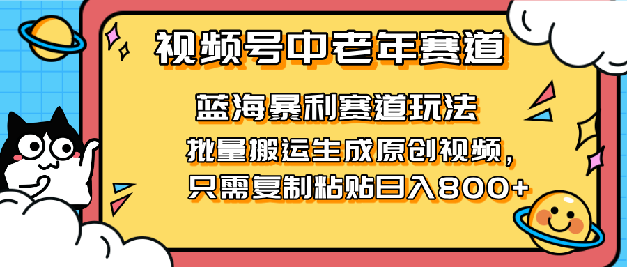 (14314期)2025视频号中老年短视频蓝海暴利风口!复制粘贴搬运视频单日赚800+,无...-瑞东轻创终点站