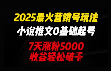 2025最火营销号玩法:小说推文0基础起号,7天涨粉5000,收益轻松破k-瑞东轻创终点站