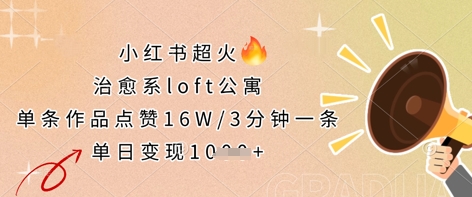 小红书超火的治愈系loft公寓,单条作品点赞16W,3分钟一条,单日变现数张-瑞东轻创终点站