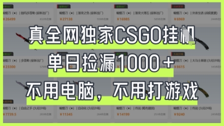 真全网独家CSGO挂G,单日捡漏1k+【揭秘】-瑞东轻创终点站