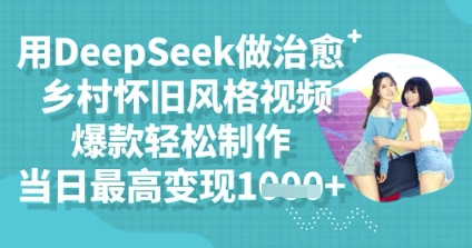 用DeepSeek做治愈乡村怀旧风格视频,爆款轻松制作,当日最高变现多张-瑞东轻创终点站